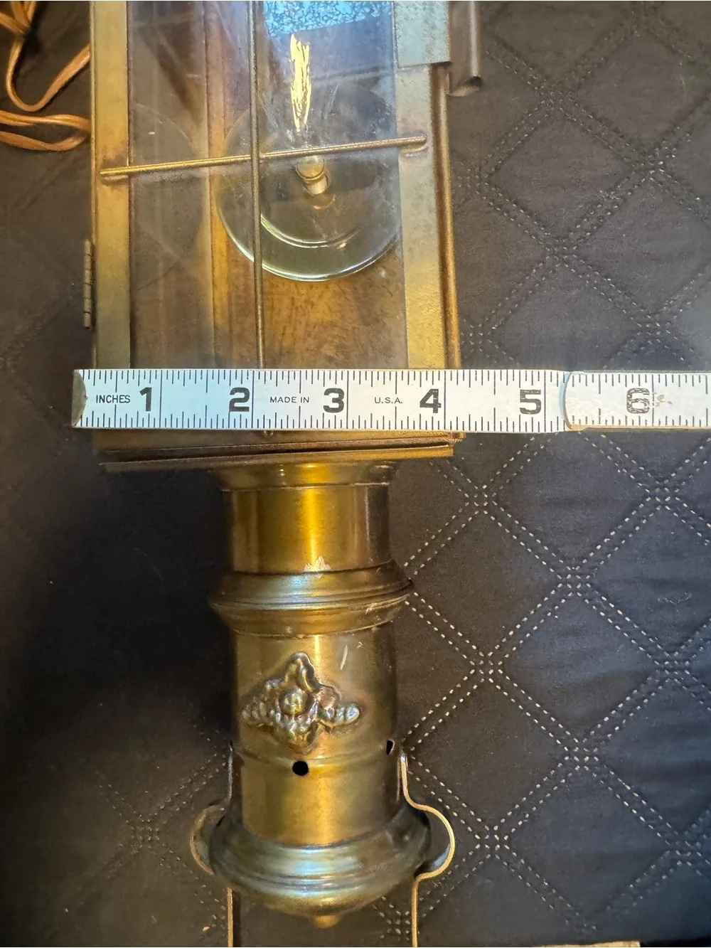 Vintage-Inspired Brass Metal Glass Lantern - Gold Words